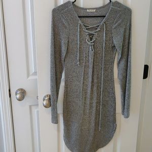 Gray sweater dress